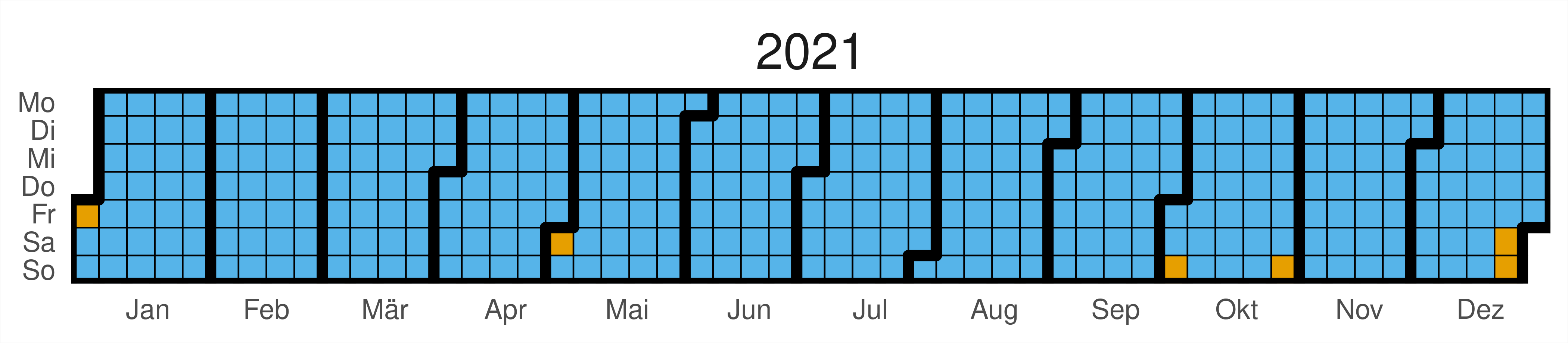 Calendar of 2021 showing fixed public holidays